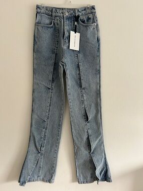 Maniere De Voir Mid Blue Flare Flap Jeans NWT 2